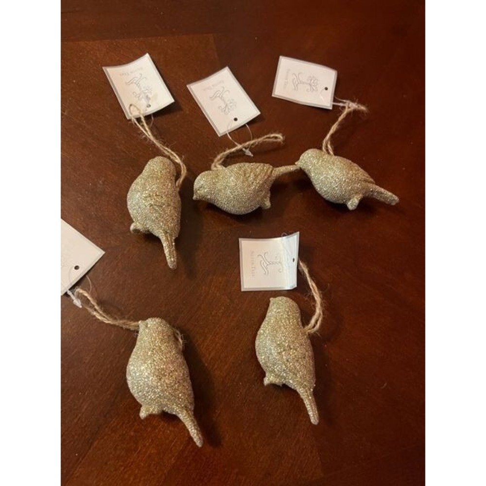 Glitter Bird Ornaments By Silver‎ Tree elegance holiday ornament Set Of 8